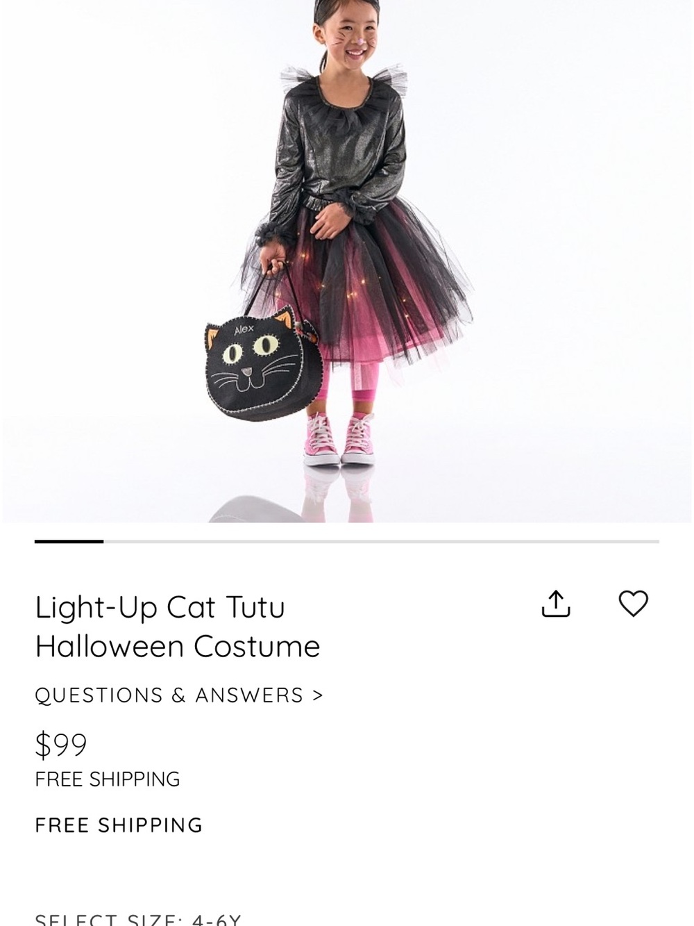 Pottery Barn Kids Black and Pink Tulle Cat Costume